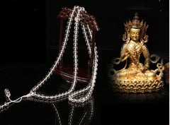 Clear Quartz 108-Bead Mala Bracelet – Vajrasattva Mantra Engraved, Tibetan Ritual Design