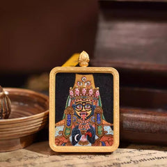 Zhachilamu Hand-Painted Card – 4×5cm Tibetan Goddess Mini Art