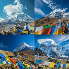 Tibetan Prayer Flag Hanging Service at Mount Kailash for Energy Blessing